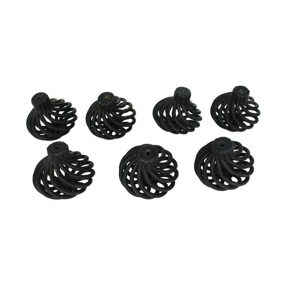 7 Spiral Dresser Handles Pulls Cabinet Hardware Black Metal - Picture 3 of 4